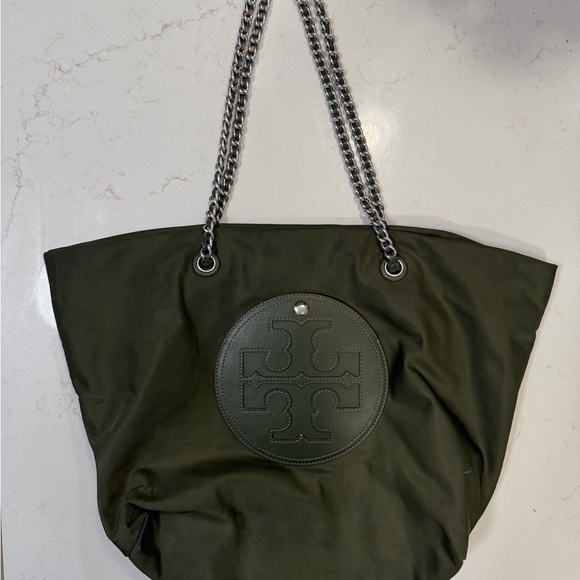 Tory Burch Dark Green Tote with Chain Straps - Picture 4 of 8